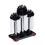Relaxdays Brosse Lave-Verre, avec Ventouse, gastronomie, fêtes & Bar, goupillon, HLP: 22 x 18,5 x 9,5 cm, Blanc/Noir