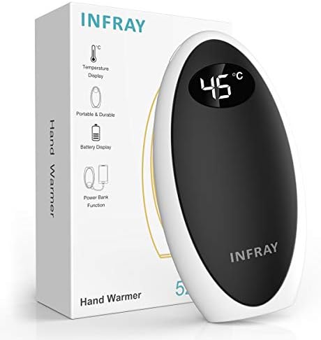 infray Hand Warmers Rechargeable, USB-C 5200mAh Reusable Pocket Warmer/Power Bank, Electric Portable Hand Warmer Double-Sided Heating Hand Heater, Ideal Winter Gift for Women Men