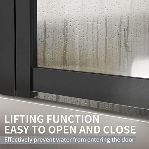 Bathtub Sliding Double Swing Door, Frameless Tempered Glass Shower Doors 22-36 * 55” Bathroom Screen Panel, Clear Deluxe Shower Door Matte Black #TOP5