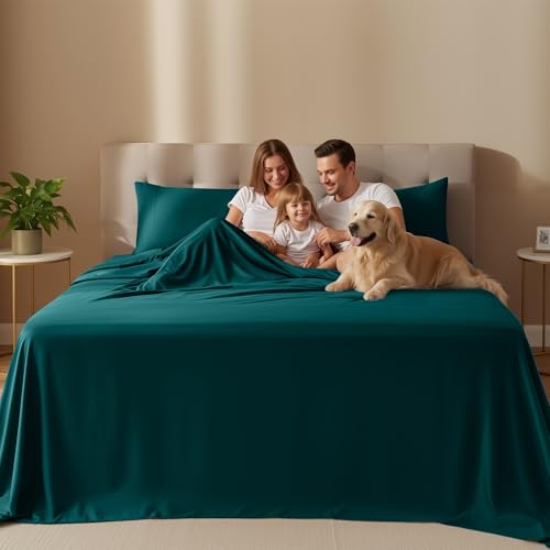Utopia Bedding King Size Sheet Set – 4 Piece Bed Sheets, Soft and Breathable Microfiber, Includes 1 Fitted Sheet, 1 Flat Sheet and 2 Pillowcases – Oeko Tex (Teal Green) by Utopia Bedding - Image 2
