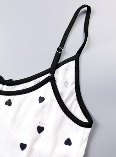 Image of Hilinker Womens Graphic Print Ribbed PJ Set Crop Cami Tops and Shorts Cute Pajamas Set