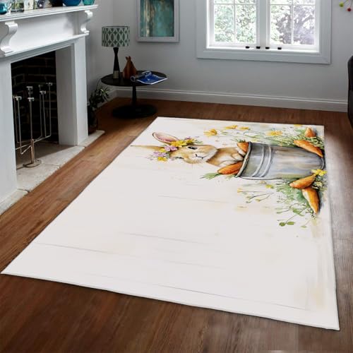 Carpette lapin carotte mignon pour créer une décoration intérieure chaleureuse