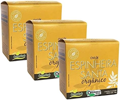 Espinheira Santa Chá Orgânico Kit 3cx (30 Sachês) Campo Verde