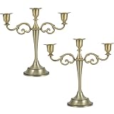 Dyna-Living Candelabra Candle Holder 3-arm Metal Candelabra Bronze Candlestick Stand for Long Candle