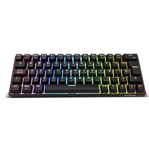 KYARA - Tastiera meccanica da gioco RGB, Bluetooth 5.0, 2,4 GHz e USB, design al 60%, interruttori intercambiabili, compatibile con Windows, Android, IOS e MAC, layout spagnolo, nero - Tastiera gaming - Immagine 5