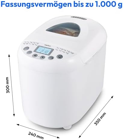 Bild 5 - MEDION Brotbackautomat (Brotbackmaschine, 550 Watt, bis zu 1000g, 19 Backprogramme, 3 Bräunungsgrade, Warmhaltefunktion, Zeitvorwahl MD 11011)