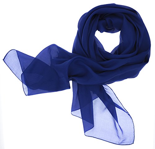DOLCE ABBRACCIO by RiemTEX ® Pañuelo de seda para mujer Lady Sunshine con alto porcentaje de seda, pashmina estola, pañuelo para el cuello, bufanda de seda, elegante azul real XX-Large