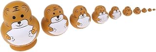 YIJU Boneca Russa de Madeira de 8 Camadas Mini Empilhamento Pintinho com Brinquedos de Asa Decoração de Casa, TIGRE de 10 CAMADAS