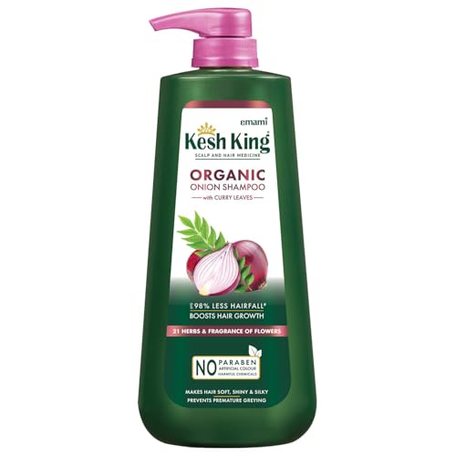 Kesh King Organic Onion Shampoo | Controls Hairfall with Curry Leaves | Increase Hair Growth | Damage Repair | Provides Soft & Shiny Hair | 20.29 Fl Oz (Pack of 1)