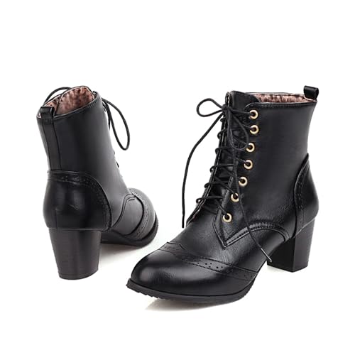 Bottes d'hiver à lacets avec talon épais édition coréenne chic - 2