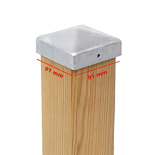 6 x PFOSTENKAPPE PYRAMIDE 91 x 91 MM STAHL FEUERVERZINKT