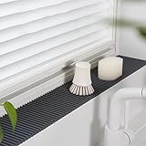 Waschbare Silikon-Gummimatte für Fensterbank über dem Waschbecken, schmale Drainagematte, staubdicht und leicht zu reinigen, ideal für Erkerfenster (60 x 20 cm)