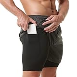 SPIEZ Gym Shorts für Herren Laufshorts, 2 in 1 Workout Shorts Herren mit Kompressionsfutter, Quick Dry Shorts