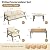 SONDERVIBE Beige 6-Piece 7-Seat Patio Conversation Set, Steel Frame Outdoor Sofa with Acacia Wood Coffee Table & Ottomans