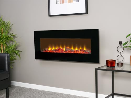 Sureflame WM-9331 Elektrischer Wandkamin mit Fernbedienung in Schwarz, 107 cm