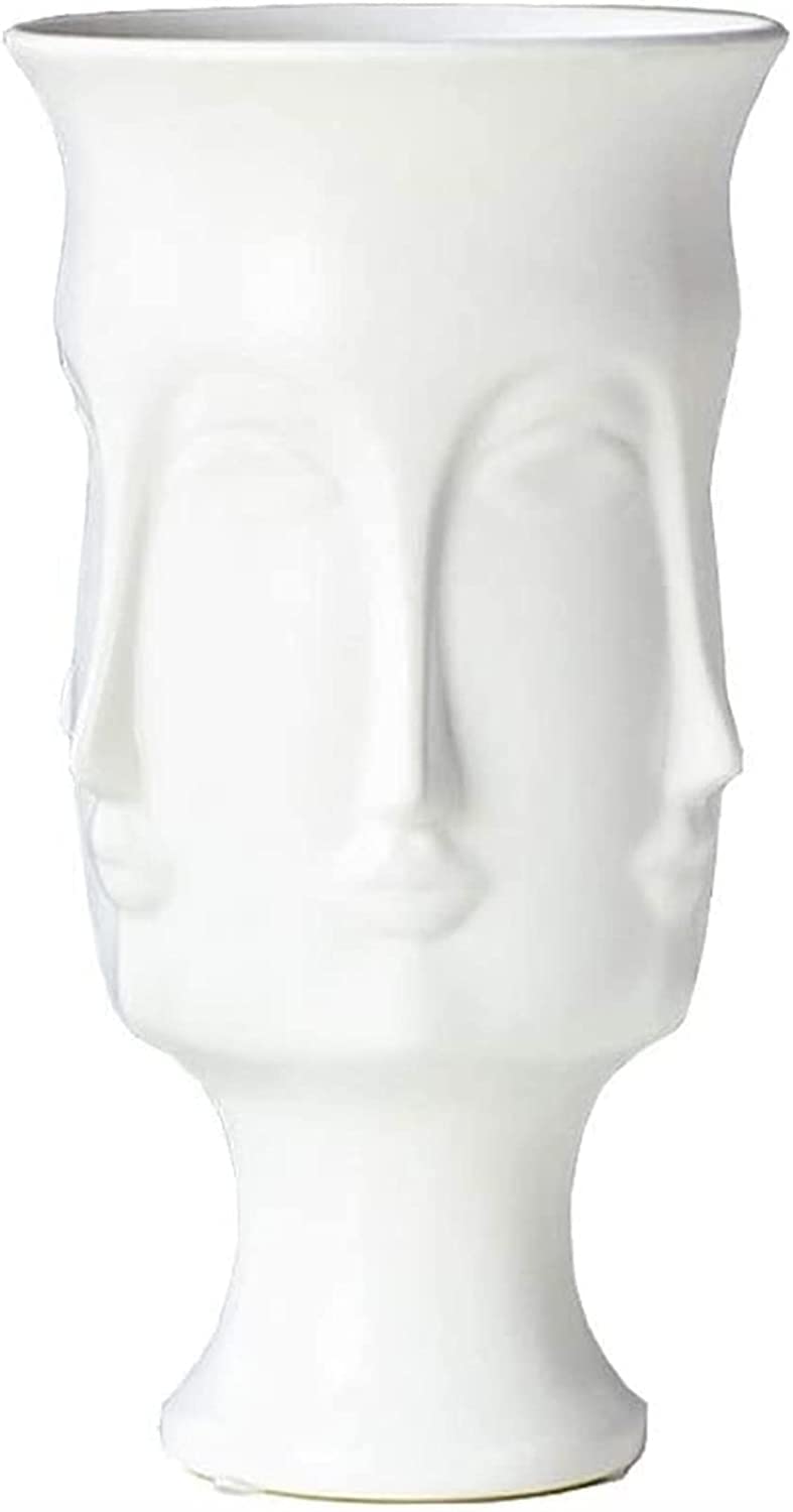 Ngdfgr As Known Fashion Simple White Face Vase Modern Abstract Ceramic Vase Hydroponic Flower Arrangement Home Decoration Ornament Decoration (C),C