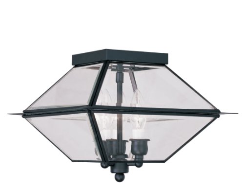 Livex Lighting 2185-04 Westover 3-Light Outdoor/Indoor Ceiling Mount, Black