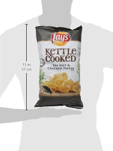 Lay's Kettle Cooked Sea Salt & Cracked Pepper Flavored Potato Chips, 8 Ounce #TOP4