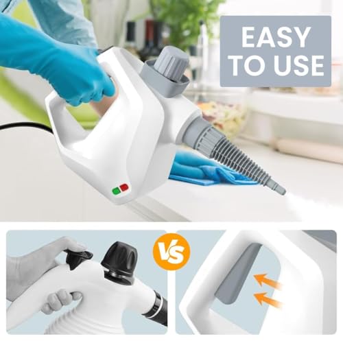Image of Portable Steam Cleaner Machine with Fast Heating Technology, Chemical Free Deep Cleaning Steamer for Bathroom, Kitchen, Sofa, Curtains, Carpets & Hard Floor Surfaces (White)