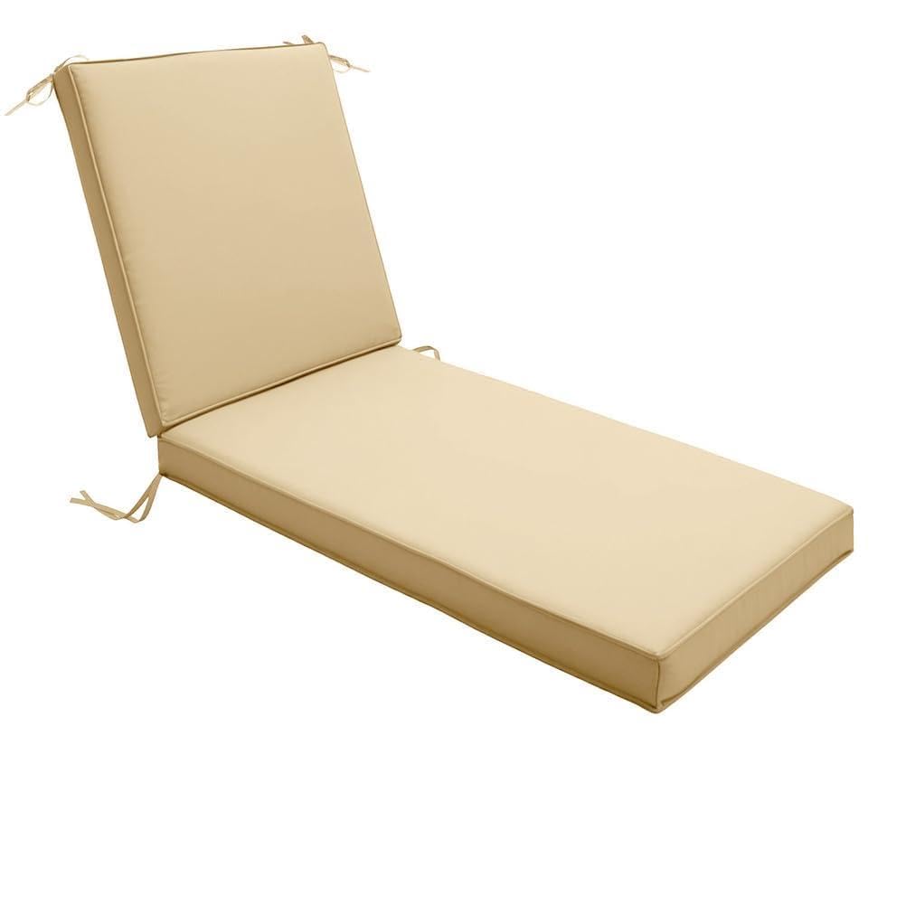 Cuscino impermeabile per sedia a sdraio, spesso e morbido, materasso di ricambio per sedie a sdraio e sedie a vapore, 42 cm, marrone chiaro, 188 x 58 x 10 cm, lacci antiscivolo per una vestibilità