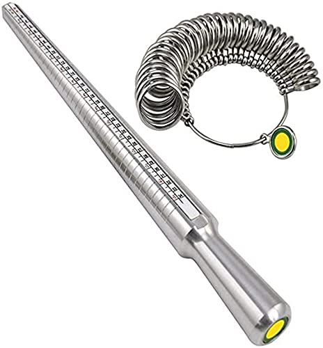 Ring Sizer Measuring Tool Set, sl68scobkyel Metal Ring Sizers, Ring Gauges&Finger Sizer Mandrel, Metal Circle Models Jewelry Tool (US Sizes of 1-15 | 27 Pck Ring Gauge Size 1-13)
