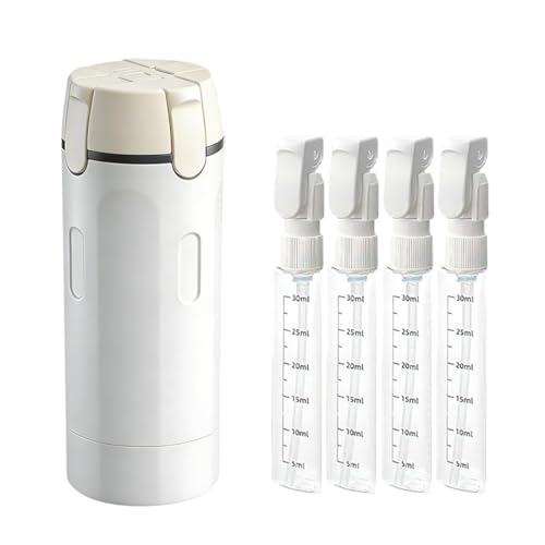 GOJWW 4 in 1 Travel Dispenser Travel Bottles for Toiletries Squeeze Leak Proof Dispenser Bottles with Scale and Label for Shampoo Lotion Shower Gel Suitable for Travel Camping and Gym(1 PC White)