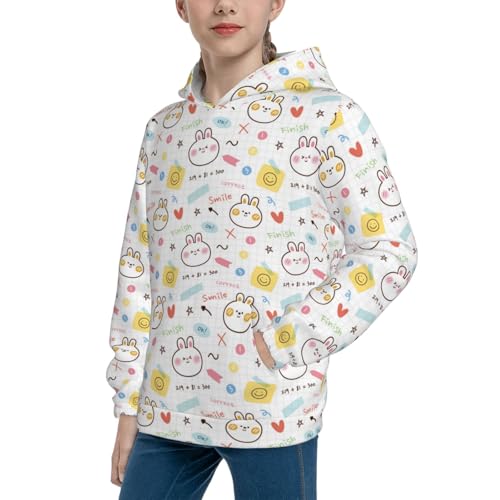 Notebook Paper with Rabbit Kid Hoodies Boys Sweatshirts Girls Pullover with Pocket2