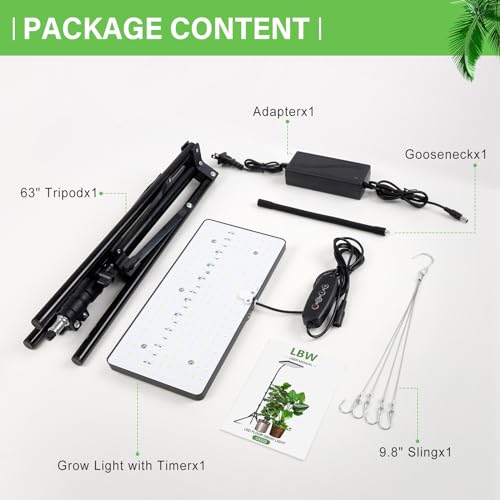 LBW Grow Lights for Indoor Plants Full Spectrum with Stand,214 LEDs Standing Plant Lights for Indoor Growing,Floor Grow Plant Lamp with 4/8/12H Timer,6 Brightness Levels,75" Adjustable Tripod