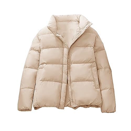 Chaqueta Impermeable Mujer Abrigo de algodón de Manga Larga de Ocio de otoño e Invierno para Mujer, Cuello, de Color sólido, Ajustado Chaquetas Mujer Chaqueta Ternua Mujer Termica (White, XXL)