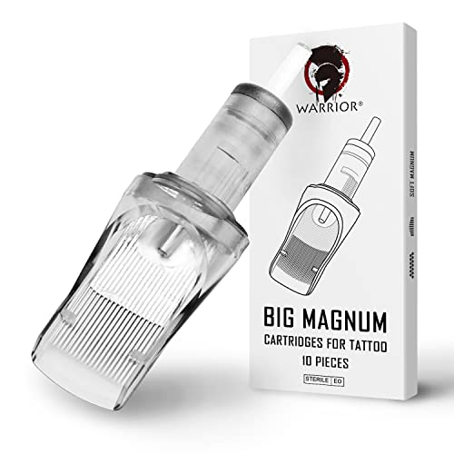 Warrior - WARRIOR Cartouches d'aiguilles de tatouage stérilisées Grandes nuances Cartouche d'aiguille de tatouage de remplissage BIG Magnum 10 pièces en acier chirurgical (0.35MM-1229M1)