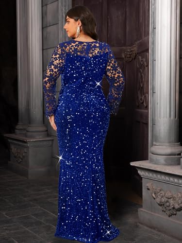 Image of Velvet Sequin Formal Evening Party Dress Sweatheart Bodycon Long Sleeve Maxi Gown