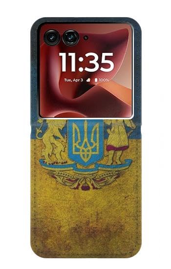 Étui Motorola Razr 50 Ultra cuir Ukraine vintage anti-choc et anti-rayure