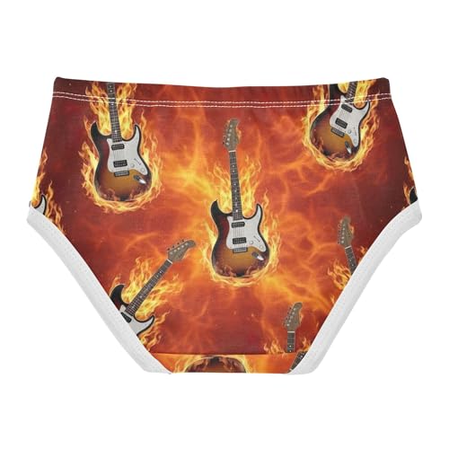 Cotton Girls Underwear Toddlers Electric Guitars Red Flames Panties for Girl Print Briefs Underpants 2t2