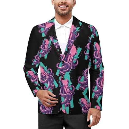Octopuss Tentacles Monster Wrap Classic Suits Blazer for Men Business Tuxedo Jacket Sport Coat Two Buttons
