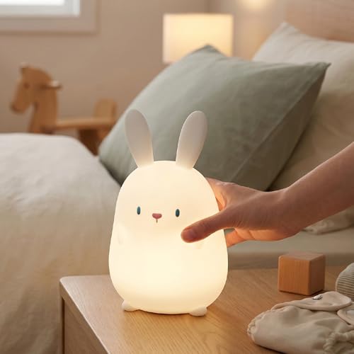 Lámpara de mesa con luz suave conejito de silicona USB recargable miniatura 7