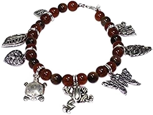 Red Tigers Eye & Fire Carnelian Charm Bracelet