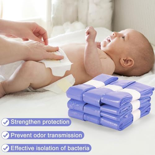 Image of Nappy Bin Refills, 10PCS Nappy Disposal Bags Disposable Diaper Pail Plastic Bags, Diaper Bag Refills Compatible with Angelcare /Tommee Tippee Sangenic and Platex Diaper Genie Diaper Pail, Purple