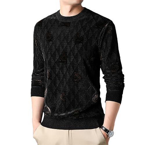 Alloaone Men Knit Pullover Sweater Men Woolen Crew Neck Trendy Jumper Clothing