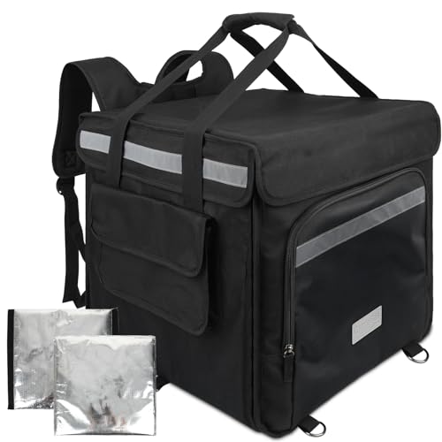CarreGas Backpack Premium Food Delivery Bag, Thermal Insulated Cooler Bag Large Capacity Suitable for Cold and Hot Food with Dividers, Takeaway Home Delivery, Suitable for Bike 40x40x43cm 68L
