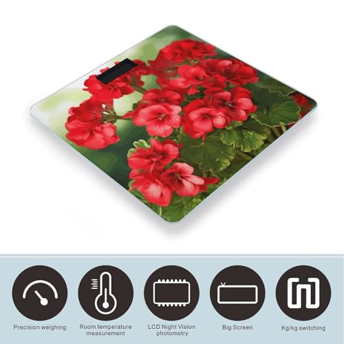 Báscula Digital de Baño Color Rojo Geranios 400lb miniatura 3