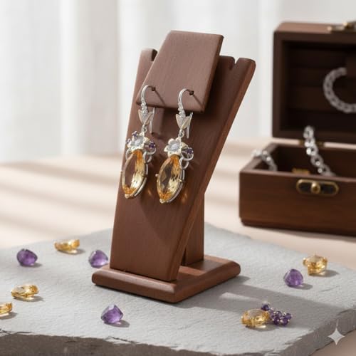 Boucles d'oreilles en citrine et améthyste marquise façonnées à la main