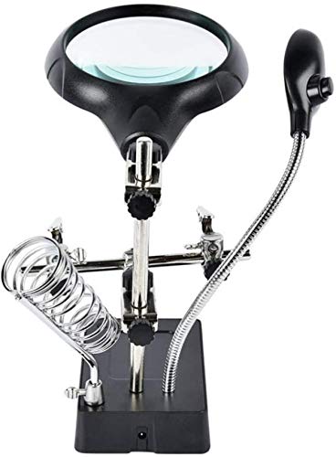 MWKLW Lámpara de Escritorio de la estación de la Lupa de Las Manos Que ayudan con la luz LED Mano Que Ayuda con la Abrazadera de reparación Soporte de Clip Auxiliar de cocodrilo Lupas de Escritorio