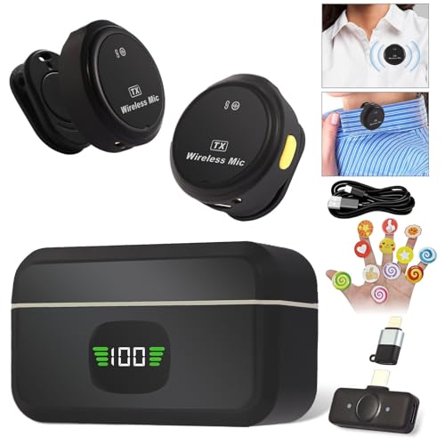 Gift Wireless Personal Lavalier Microphone with【Cultural Stickers】for Lightning iPhone 17/16/15/Android Noise Cancellation Omnidirectional Microphone for Video Recording Vlog Interviews Podcasts