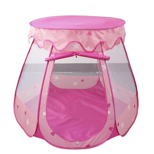Tiendas de campaña para Jugar Tienda de Juegos Hexagonal con Piscina Bolas y Cubierta, Plegable desplegable for Interior Exterior(Pink)