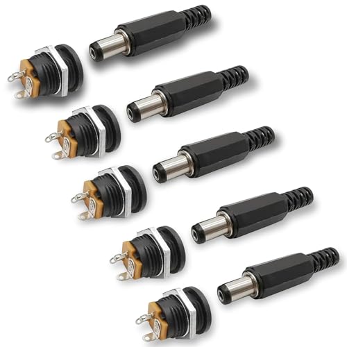 Image of 15 Pairs CCTV DC Power Connectors, 5.5mm x 2.1mm Male Female Screw Terminal Adapter Set, Solderless Barrel Jack for Security Camera, DVR & LED Strip Lighting