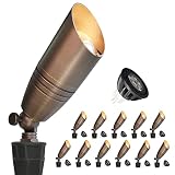COLOER Die-cast Brass Landscape Spotlights, 12 Pack Landscape Light Fixture with MR16 LED Bulb Kit G
