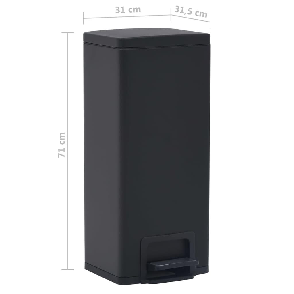 Cubo de basura con pedal antihuellas 30 L negro acero inoxidable inodoro con cubo interior para cocina, baño, oficina, salón, hogar y reciclaje