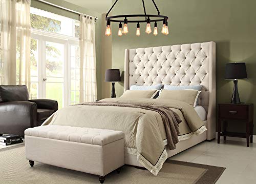 Diamond Sofa Park Avenue Queen Tufted Bed With Vintage Wing In Desert Sand Linen #TOP6