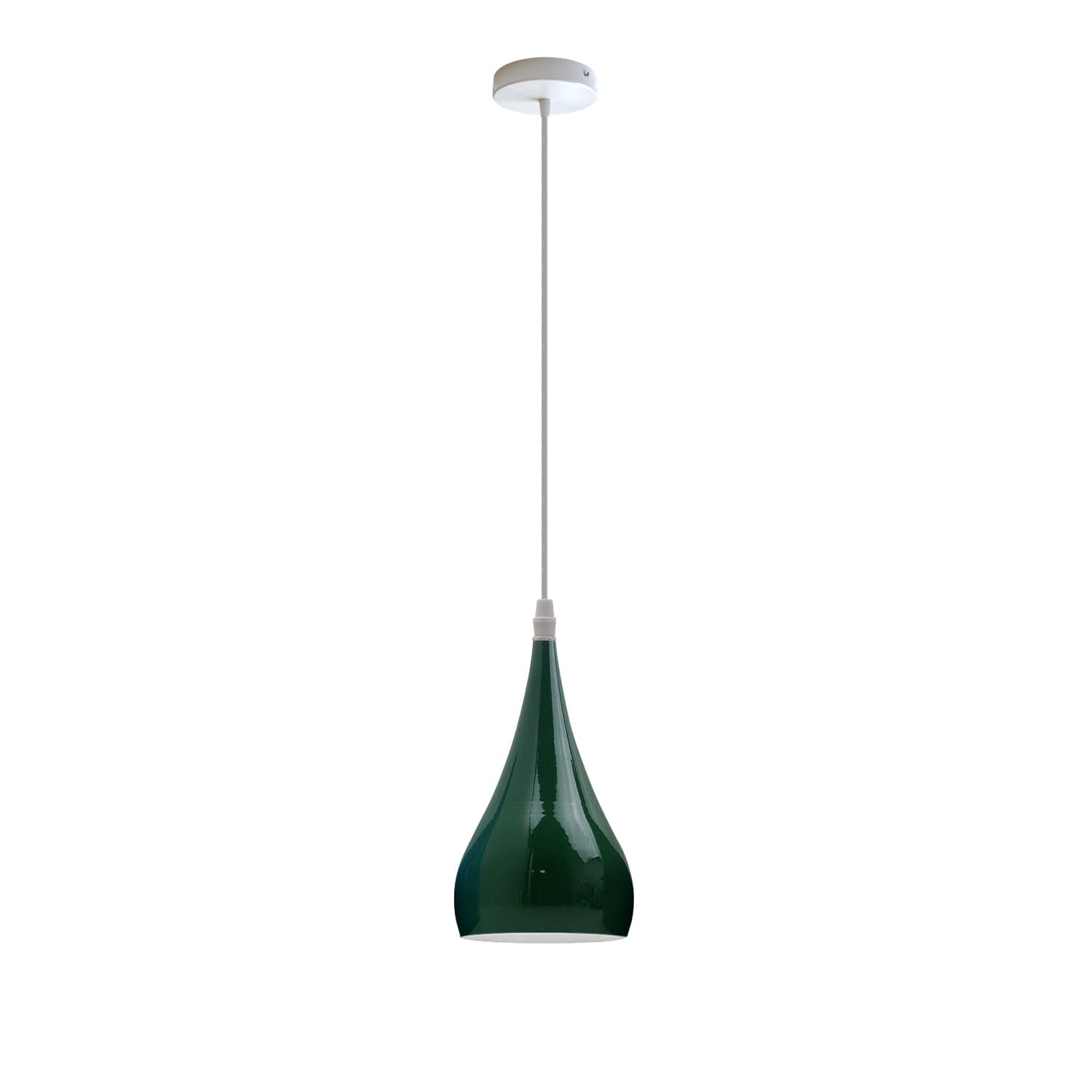 LEDSone Modern Hanging Pendant Light Fitting, Industrial Loft Ceiling Adjustable Lamp Teardrop Metal 16cm Light Shade, E27 Base Pendant for Cafe, Restaurent, Living Room, Kithcen Island (Green) — image 1
