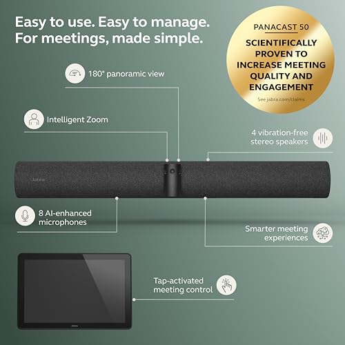 Caméra Jabra Panacast 50 VBS Zoom intelligent Compatible avec UC Full HD 4K Luminosité 3500 - vue 3